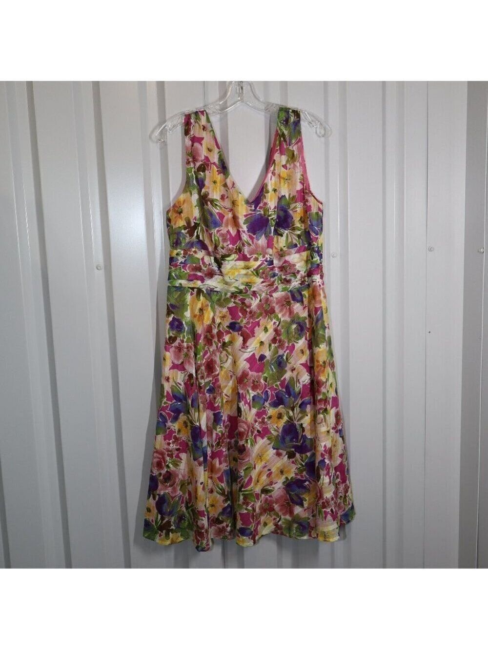 Robbie Bee Women's 100% Cotton Floral Fit and Flare Sleeveless Dress Size 14